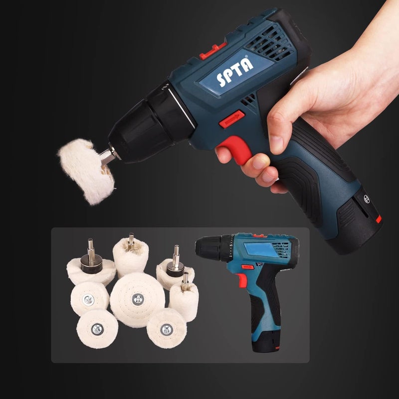 SPTA Polishing Wheel for Drill, Buffing Mop for Drill, 8Pcs White Flannelette Polishing Mop Wheel Grinding Head with 1/4" Hex Shafts for Manifold/Aluminum/Stainless Steel/Chrome - Image 5